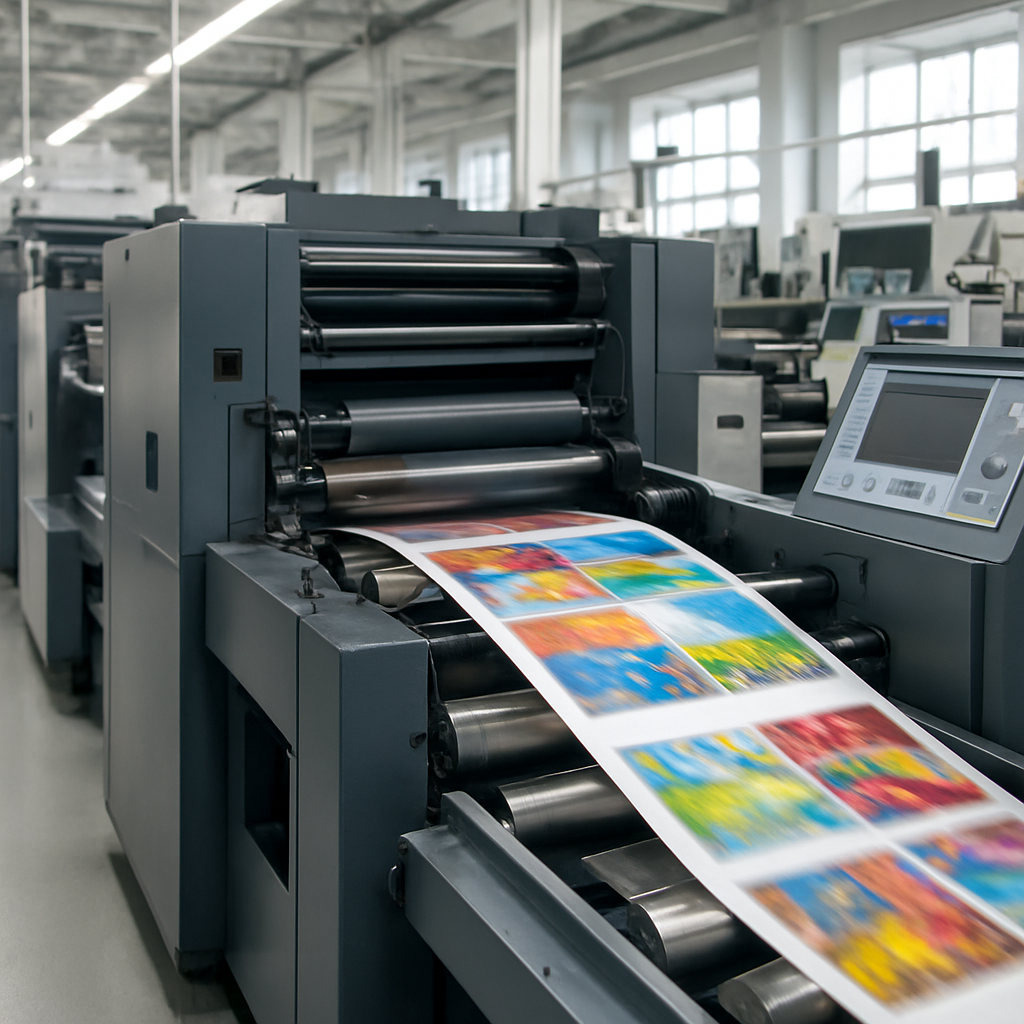 Print house with commercial printing presses in operation